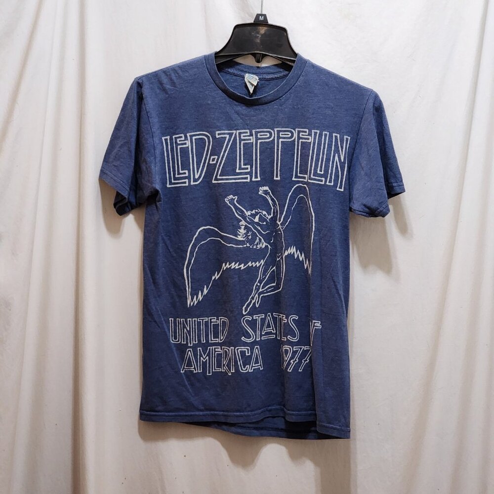 707 Led Zeppelin United States of America 1977 Swan Song Vintage Blue T-Shirt S